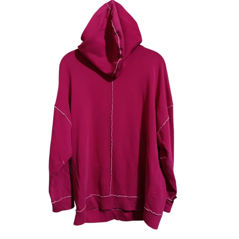 Wild Fable Seamed French Terry Hoodie Sweatshirt in Magenta - Picture 7 of 9